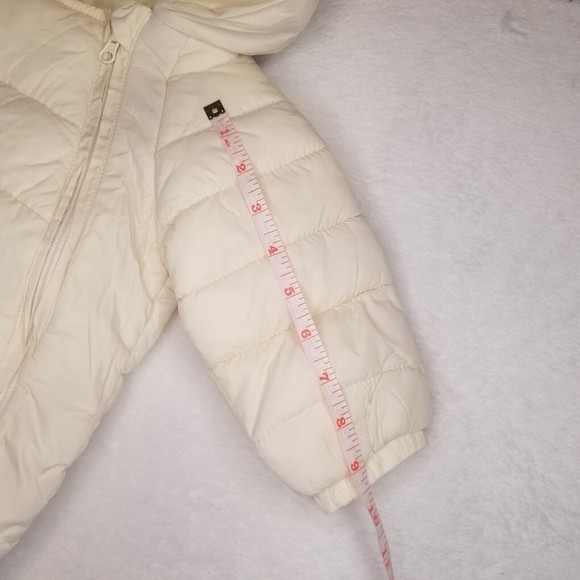 Baby Girl 9M Puffer Snow Suit Warm Bodysuit w/ Mittens Booties Minimalist Cream - Picture 7 of 9